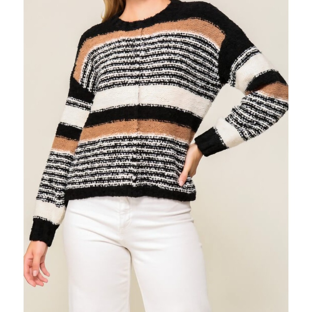 NWT Saltwater Luxe Bentlie Womens Size XL Striped Pullover Knit Sweater Warm